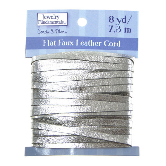 Jewelry Fundamentals Cords&More Flat Faux Leather Cord Silver Met.