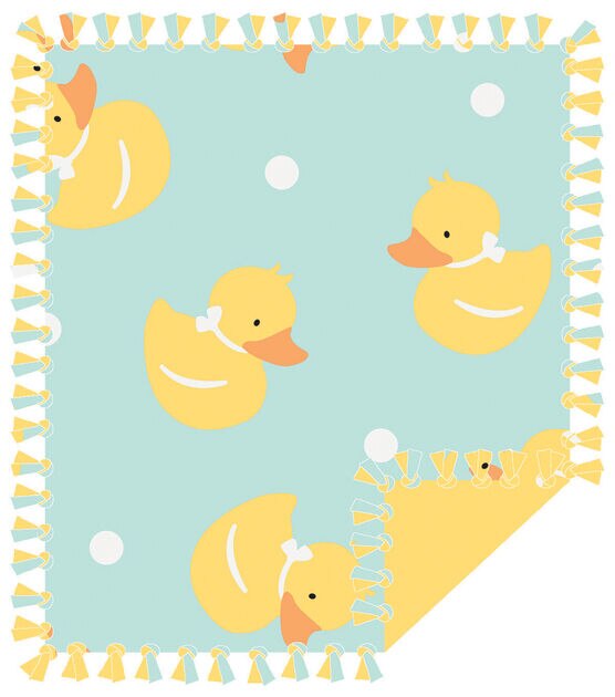 48" Wide Baby Duckies on Teal No Sew Fleece Blanket by Make It Give It