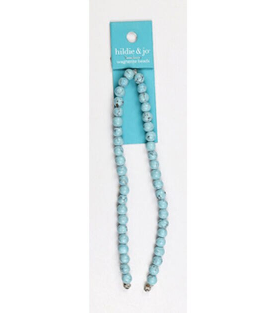 10" Turquoise Round Wagnerite Stone Bead Strand by hildie & jo