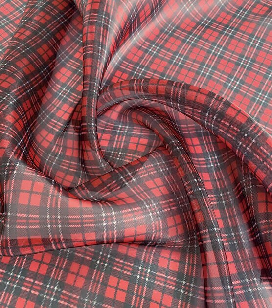 Red Plaid Organza Fabric by Sew Sweet | JOANN