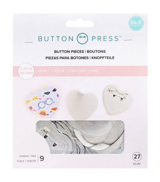 We R Memory Keepers 2 Press Heart Buttons 27ct