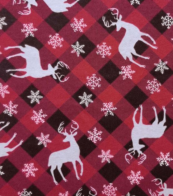 Deer and Flakes Plaid Flannel Super Snuggle Flannel Fabric
