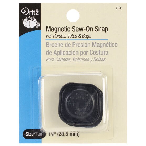 Dritz Magnetic Square Sew-On Snap, 1 Set, Black