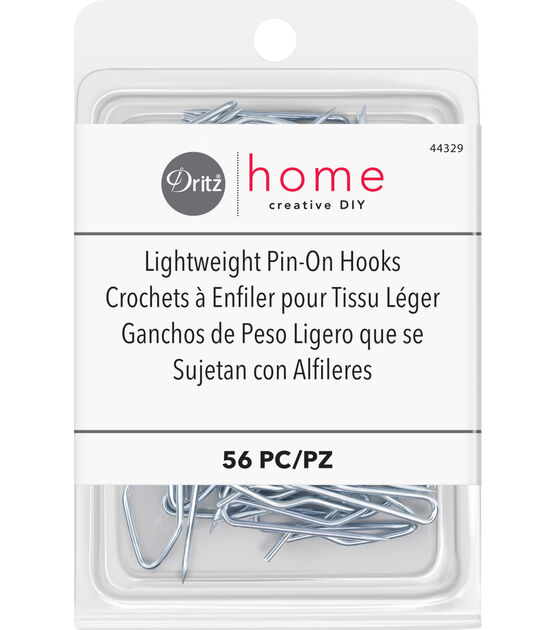 Dritz Home Lightweight Pin-On Drapery Hooks, 56 pc, Nickel