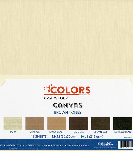 My Mind's Eye My Colors Canvas 12''x12'' Premium Cardstock Brown Tones