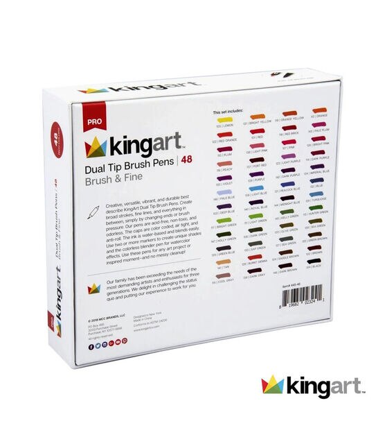 KINGART Dual Tip Brush Pen Art Markers Set of 48 Unique Colors, , hi-res, image 14