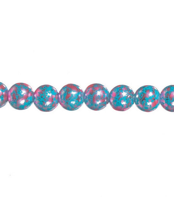 7" Light Blue & Purple Marble Glass Strung Beads by hildie & jo