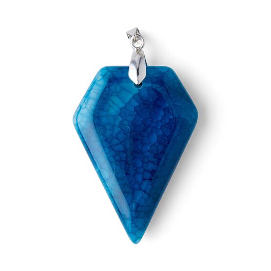 3" Blue Diamond Agate Stone Pendant by hildie & jo, , hi-res, image 2