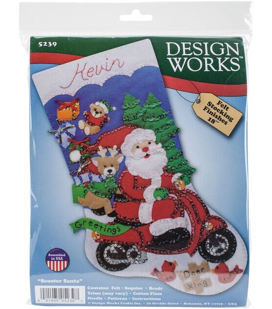 Design Works 18" Scooter Santa Felt Stocking Kit