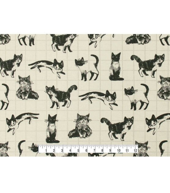 Cats on Grid Super Snuggle Flannel Fabric, , hi-res, image 4