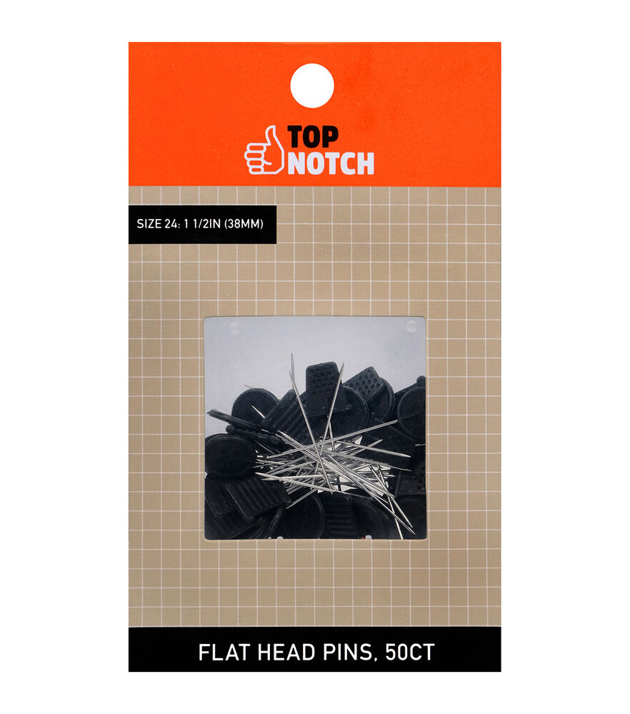Top Notch 50ct Flat Head Quilting Pins - Black - Pins & Needles - Sewing Supplies