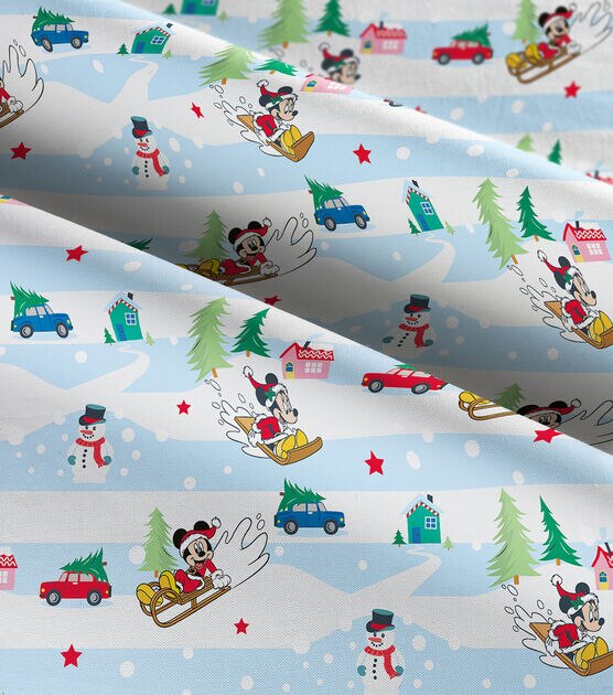 Disney Mickey Minnie Sledding Fun Christmas Cotton Fabric, , hi-res, image 3