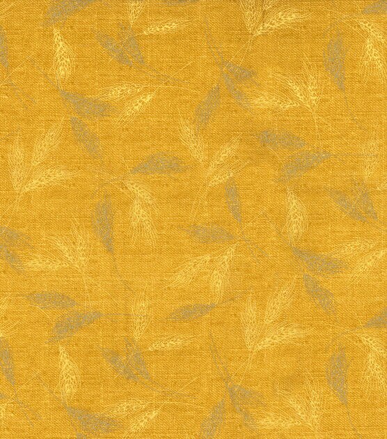 Fabric Traditions Tossed Glitter Wheat on Gold Fall Harvest Cotton Fabric, , hi-res, image 2