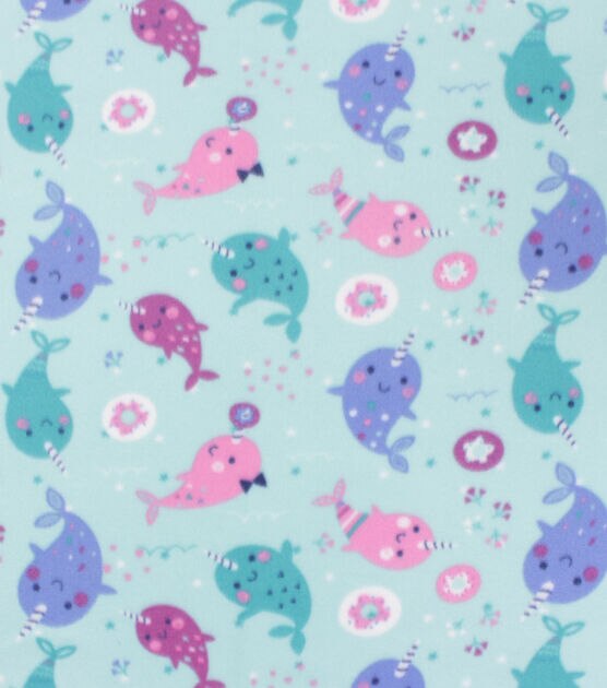 Blizzard Fleece Fabric Narwhal with Donuts, , hi-res, image 2
