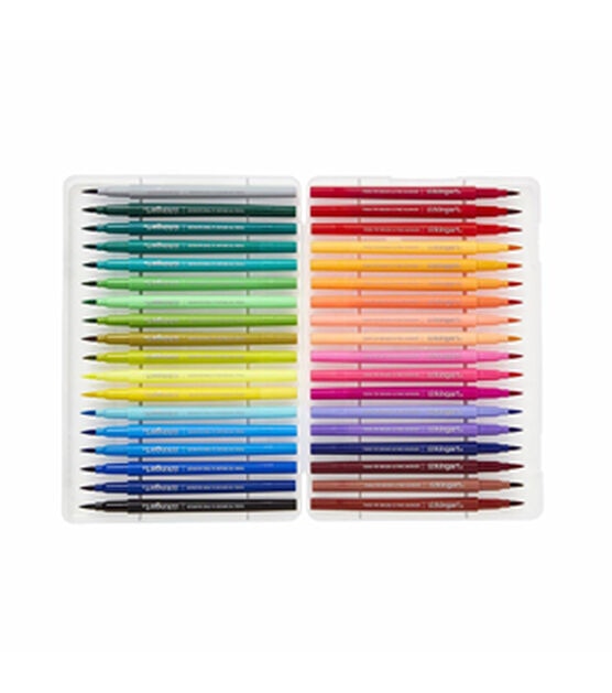 Kingart Dual Tip Brush Pen Art Markers, Set of 48 Unique Colors