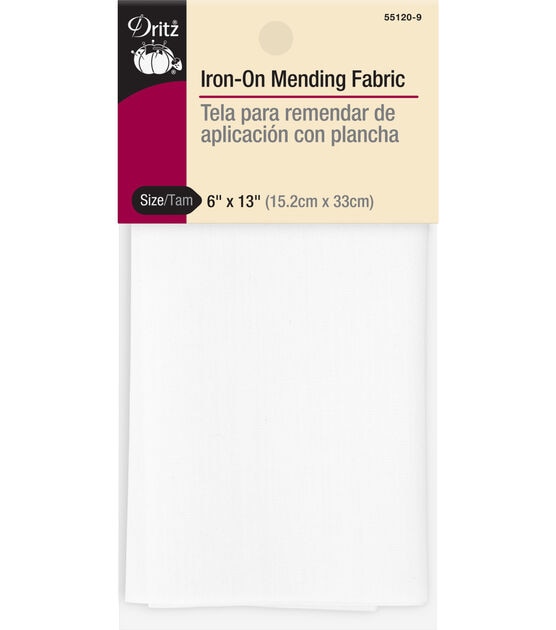 Dritz Iron-On Mending Fabric- 3-1/4''x8'' 1/Pkg White