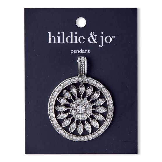 2" Silver Round Snowflake With Rhinestones Pendant by hildie & jo