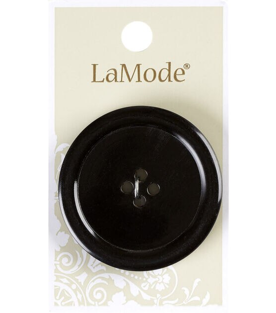 La Mode 1 3/4" Black Round 4 Hole Button