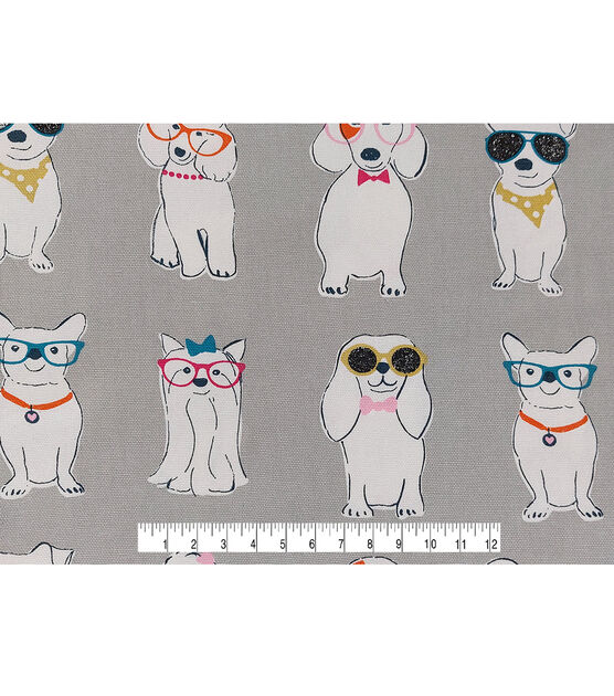 Dogs with Glasses Cotton Canvas Fabric, , hi-res, image 4