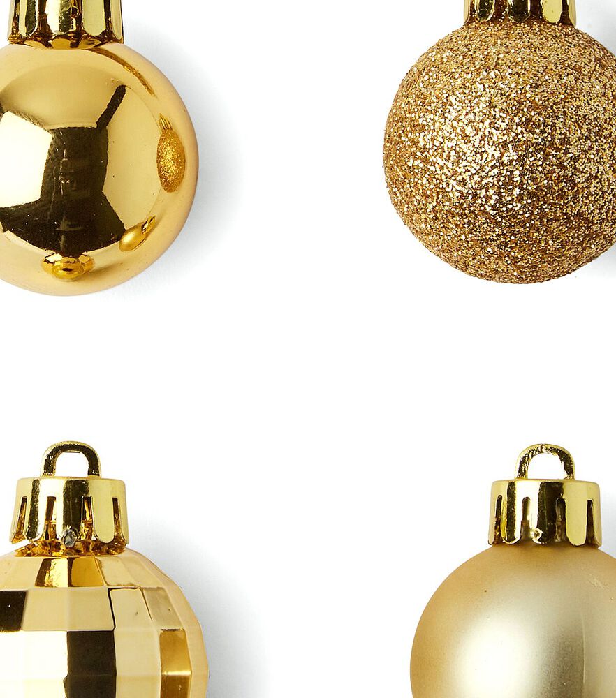 30mm Shatterproof Christmas Ball Ornaments 36ct by Place & Time, Gold, swatch, image 10