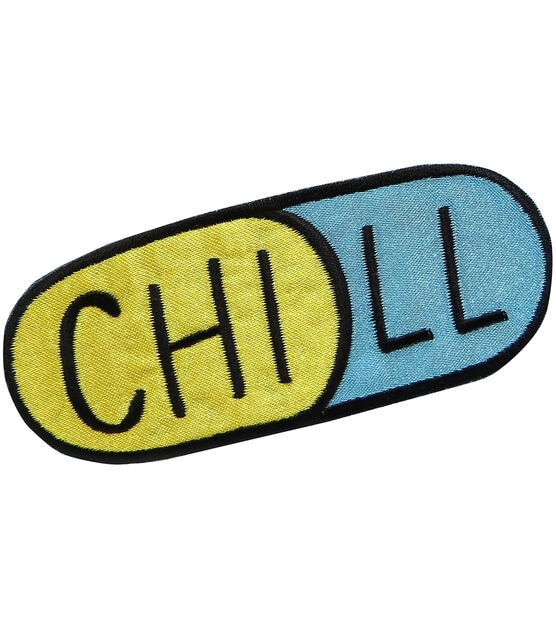 Simplicity Embroidered Chill Pill Iron On Patch, , hi-res, image 2