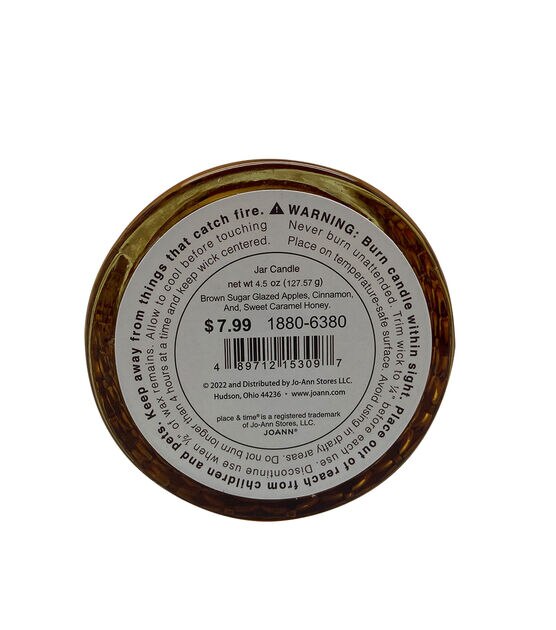 4.5oz Fall Spiced Apple Butter Scented Jar Candle by Place & Time, , hi-res, image 4
