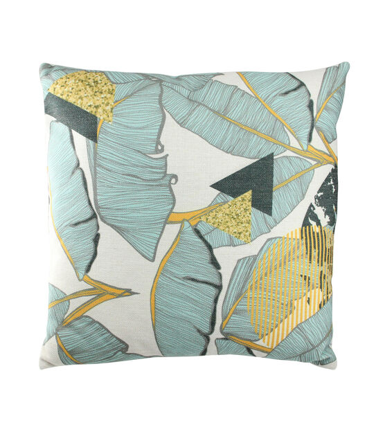 Northlight 18" Green Yellow Tropical Banana Leaf Square Throw Pillow