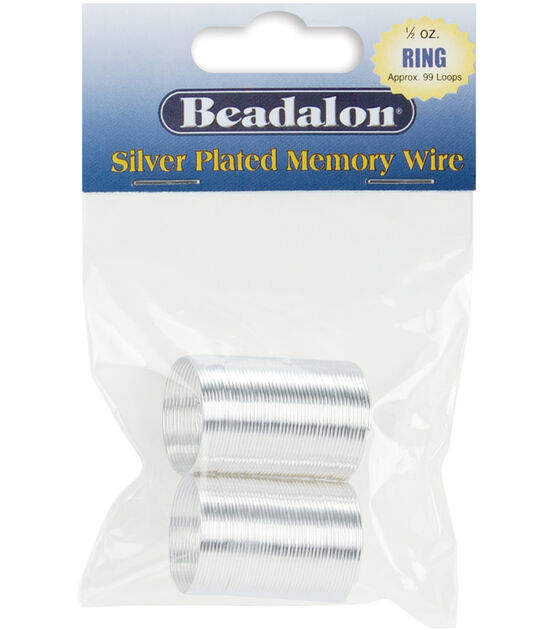 Beadalon Memory Wire Ring .5oz Pkg Silver Plated Approx 99 Loops