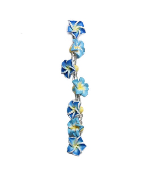 15mm Blue Tropical Flower Clay Strung Beads by hildie & jo, , hi-res, image 2