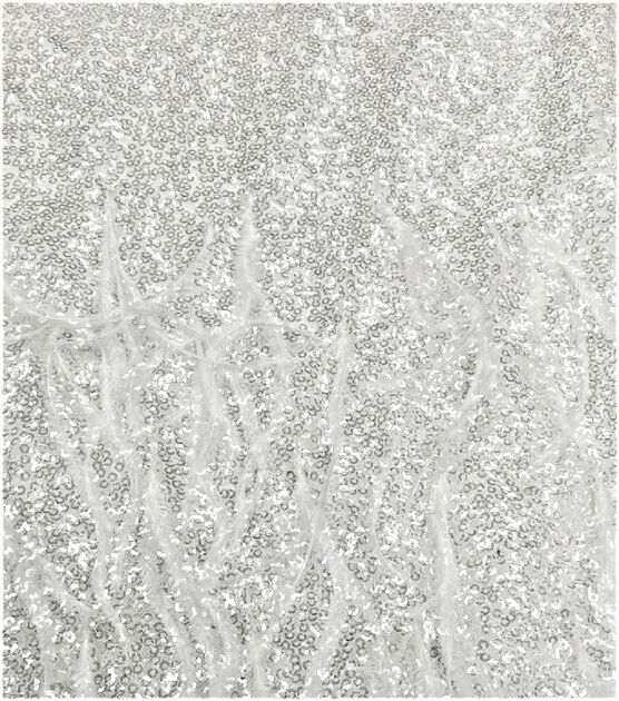 Bridal All Over Sequins with Feather White Bridal Fabric, , hi-res, image 2