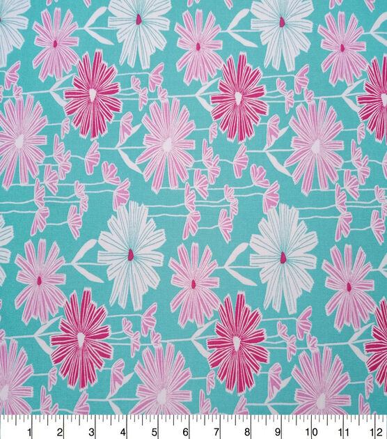 Pink Sketched Floral Quilt Cotton Fabric by Quilter's Showcase