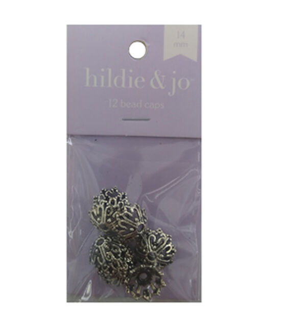 14mm Antique Silver Metal Bead Caps 12pk by hildie & jo