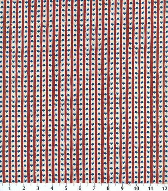 Starry Stripes Patriotic Cotton Fabric