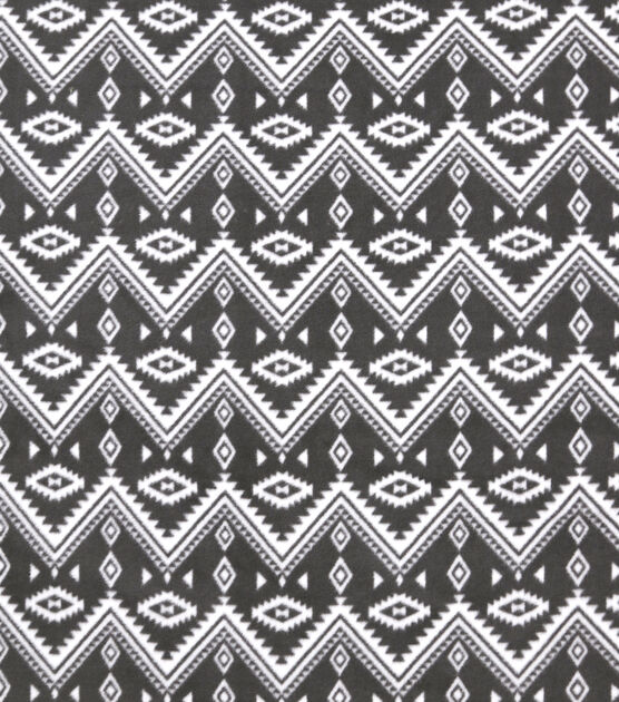 Aztec Pattern on Gray Anti Pill Fleece Fabric