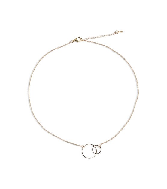 18" Gold Necklace With Circle Charm by hildie & jo, , hi-res, image 2