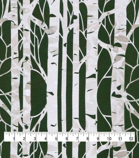 Birch Trees on Green Super Snuggle Flannel Fabric, , hi-res, image 3