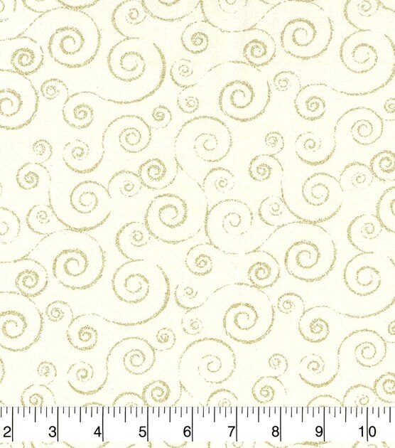Swirl Vines Christmas Glitter Cotton Fabric, , hi-res, image 2