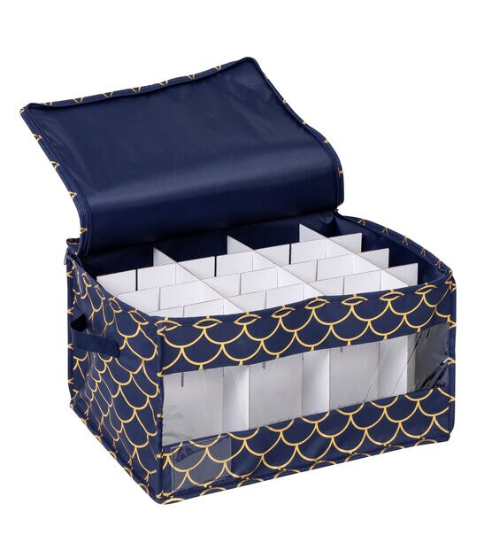 Honey Can Do 18.5" Gold Scallop on Navy Stemware Storage Boxes 2pk, , hi-res, image 5
