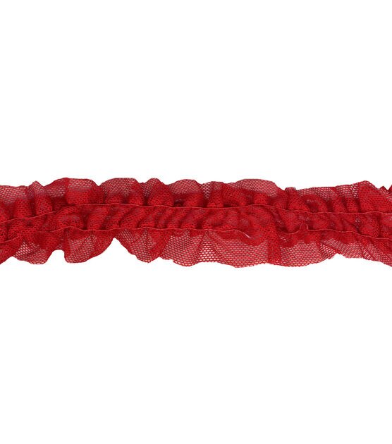 Simplicity Stretch Lace Ruffled Trim Red, , hi-res, image 3