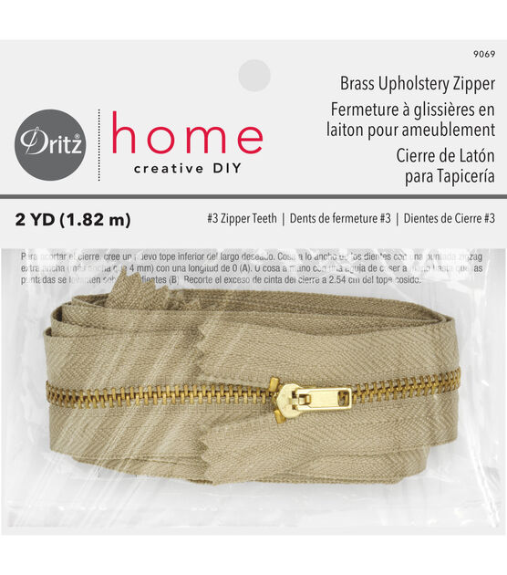 Dritz Home Brass Upholstery Zipper, 2 yd, Beige