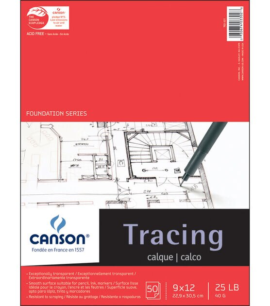 Canson Foundation Series Tracing Paper Pad 9"X12" 50 sheets