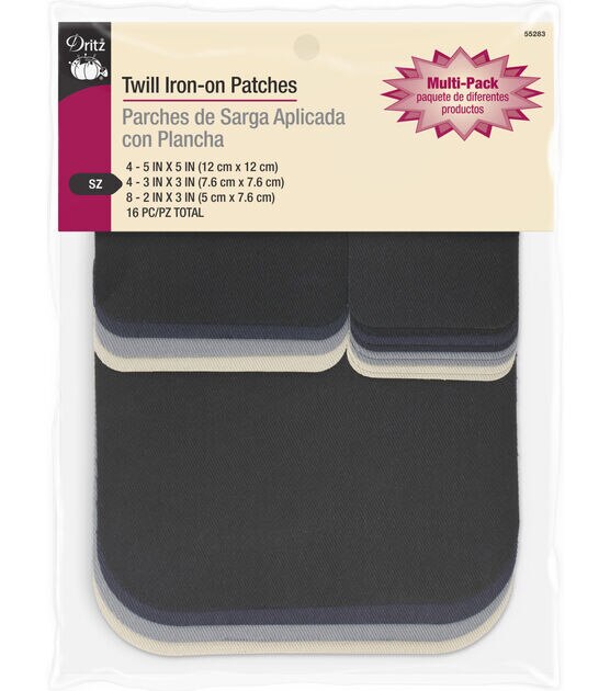 Iron-On Mending Fabric, 7-Inch x 16-Inch Patch for Mending Clothes, White  (Three-Pack)