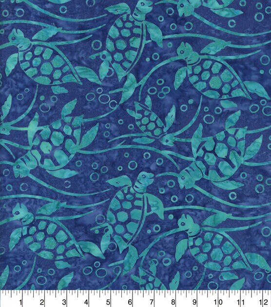 Indonesian Batik Cotton Fabric Sea Turtles, , hi-res, image 2