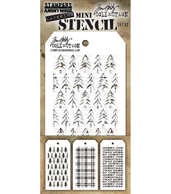 Stampers Anonymous Tim Holtz 3''x6.25'' Layering Stencil Set Set #32
