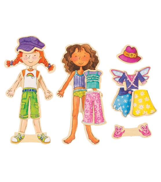 Bendon TS Shure Daisy Girls 40-Piece Wooden Magnetic Dress Up Doll 50463