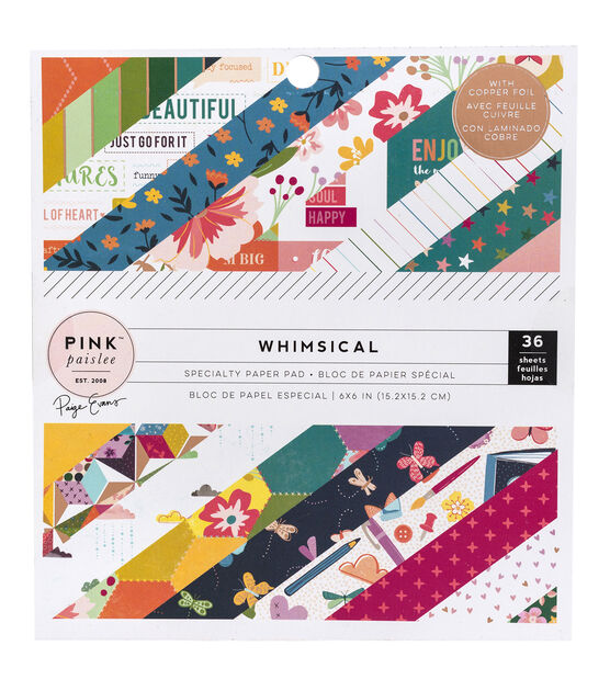 Pink Paislee 36 Sheet 6" x 6" Whimsical Specialty Cardstock Paper Pack