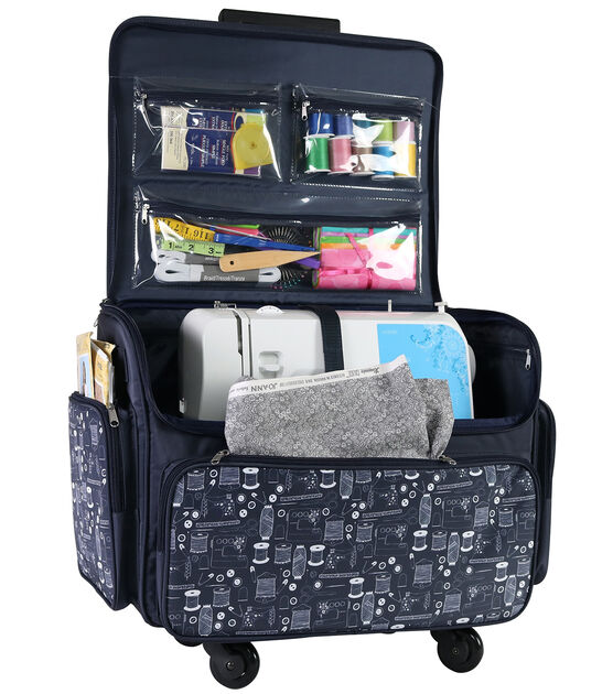 Everything Mary 21" Black 4 Wheel Rolling Sewing Machine Tote, , hi-res, image 5