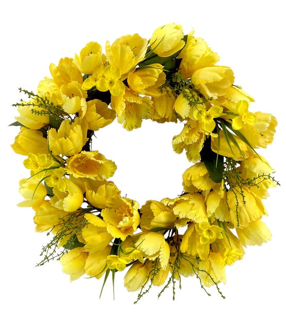 23" Spring Yellow Tulip Wreath by Bloom Room