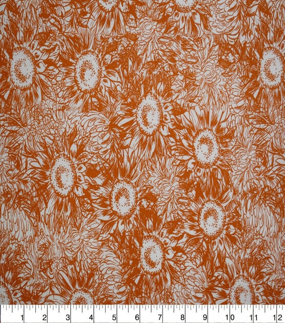 Orange Sketched Sunflowers Quilt Cotton Fabric by Quilter's Showcase