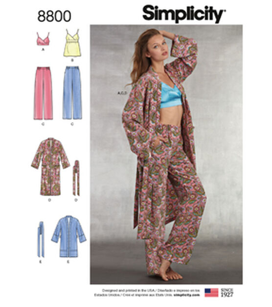 Simplicity S8800 Size XS to XL Misses Pants & Bralette Sewing Pattern
